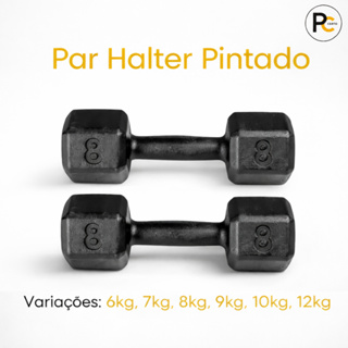 Par Halter Sextavado Pintado 6kg a 12kg - Academia Musculação Treino em Casa Crossfit Funcional Peso Fisioterapia em Oferta na Shopee