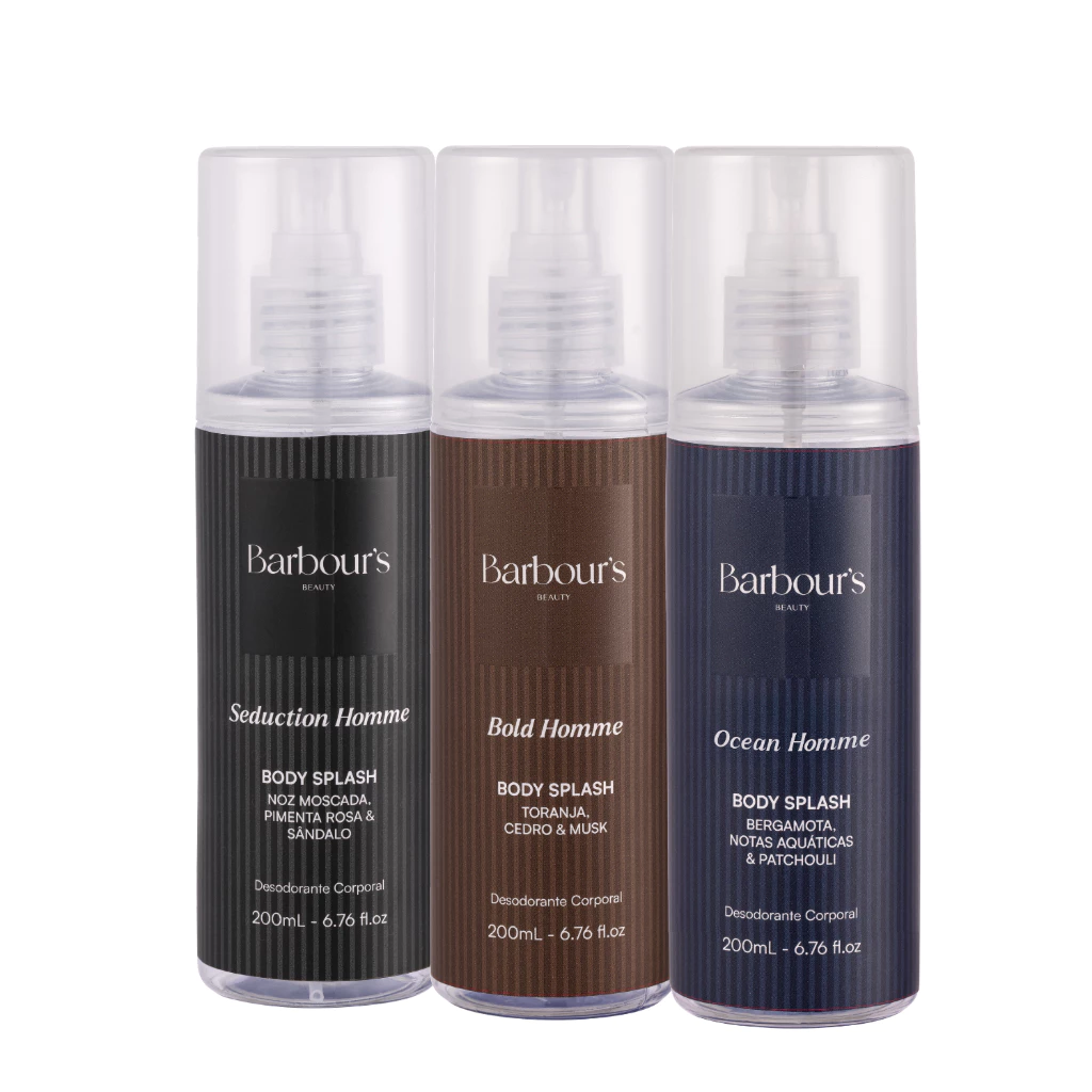 Kit 3 Body Splash Masculino Homme Desodorante Barbours 200ml