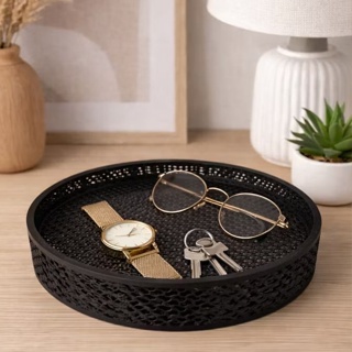 Bandeja Organizadora Decorativa Porta Chaves Mesa Aparador Hall Entrada Escritório Preta em Oferta na Shopee