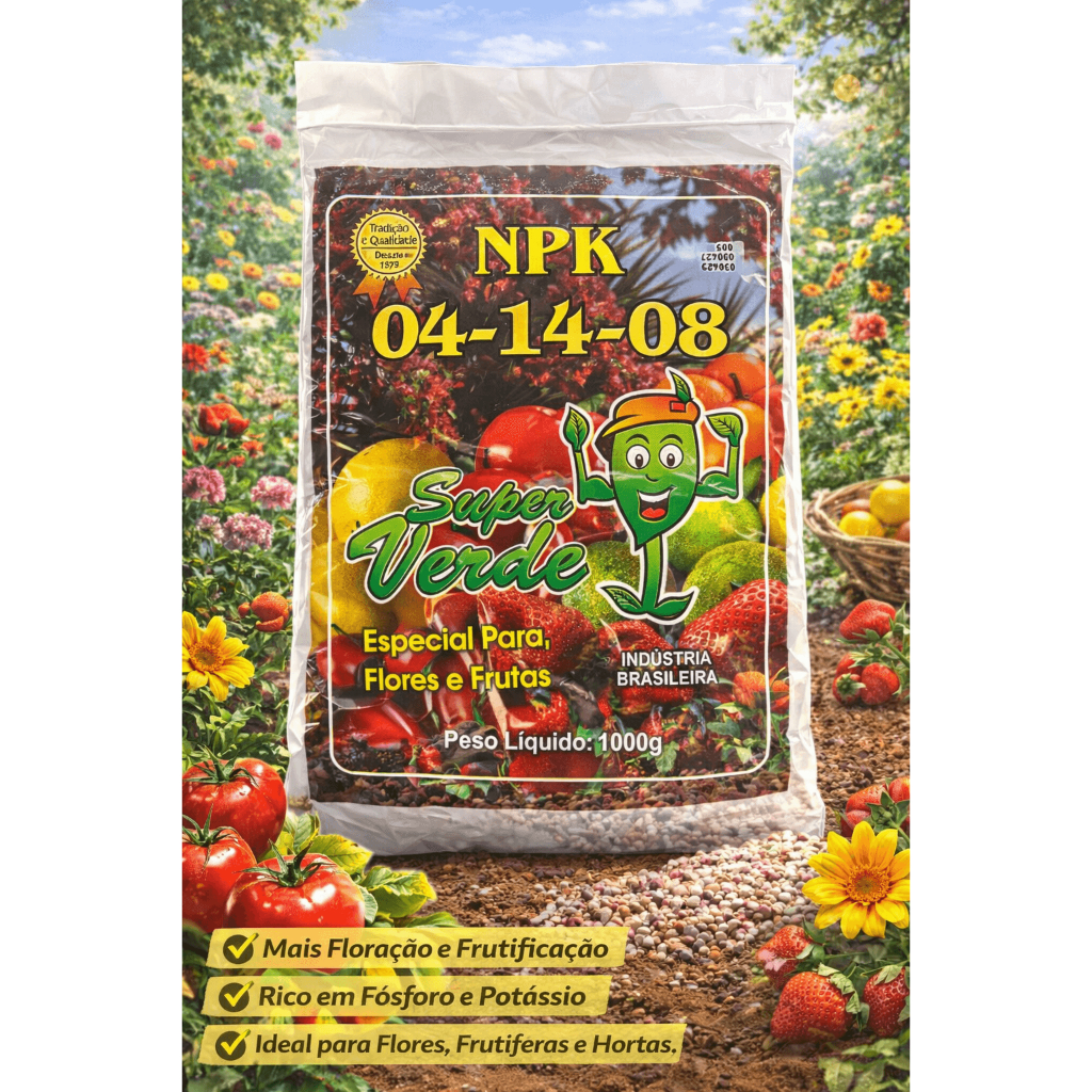 Fertilizante NPK 04-14-08 1kg para Flores e Frutas – Alta Floração