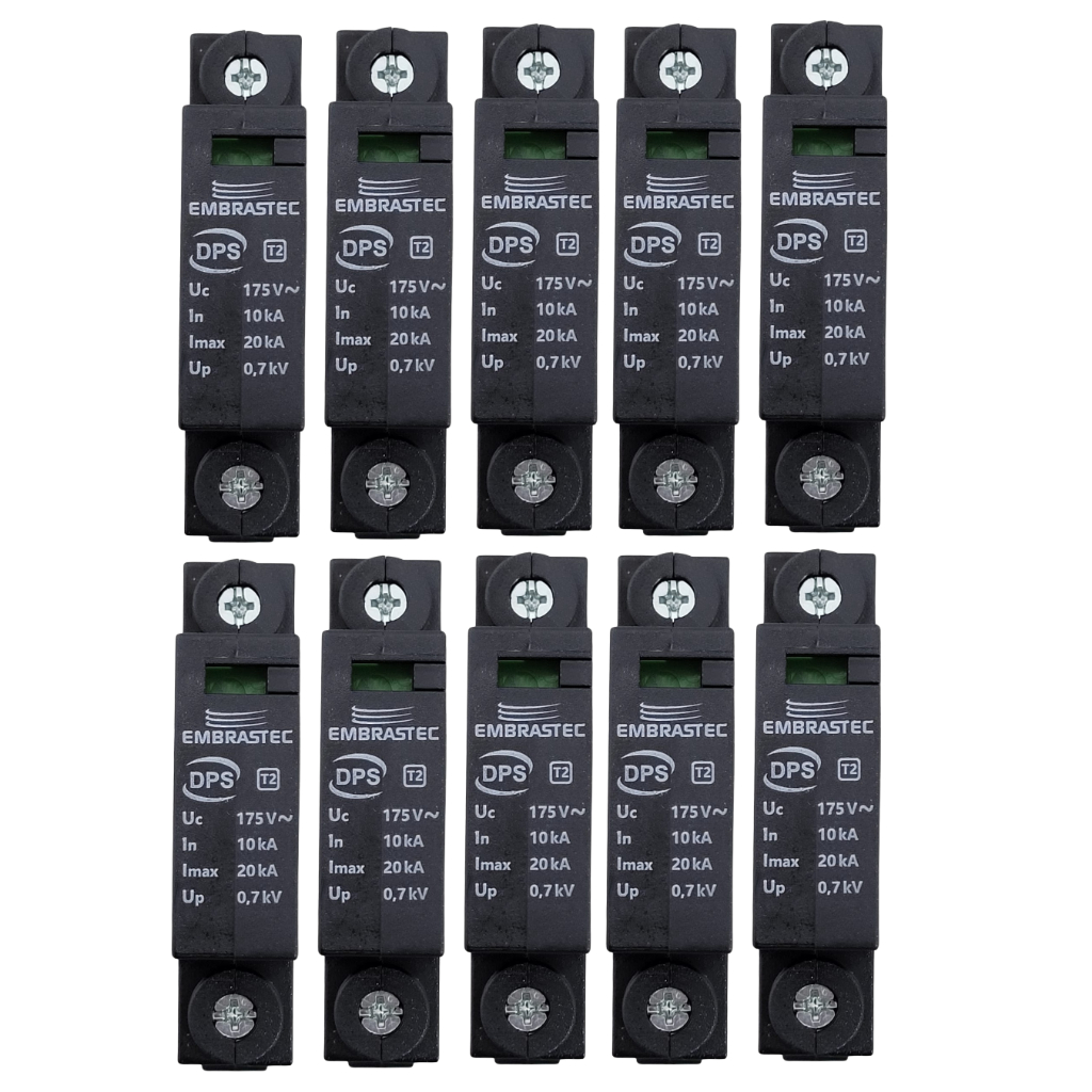 Kit 10 Dps Protetor De Surto 20ka 175v Monopolar Embrastec