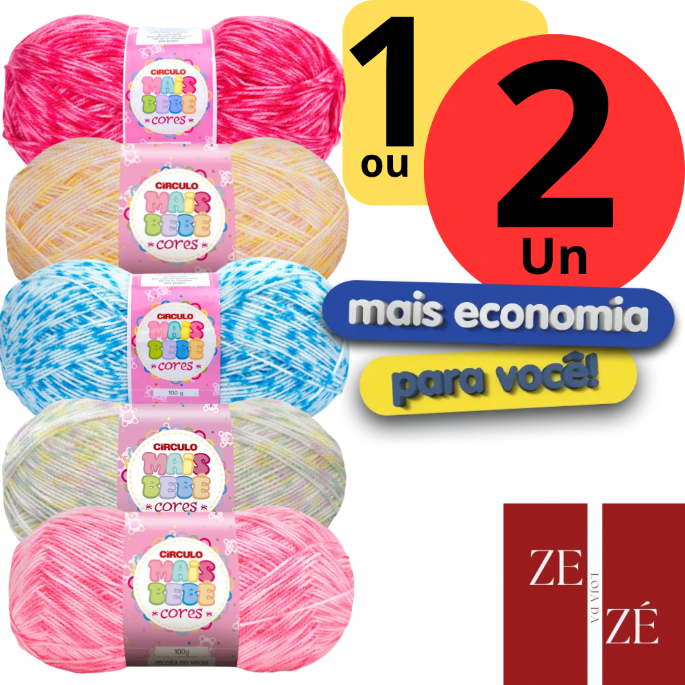 1  ou 2 un Fio Mais Bebê Cores Círculo 100g em Oferta na Shopee
