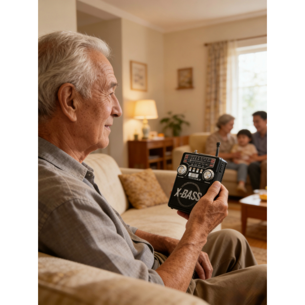 Rádio Retro Portátil AM/FM/SW Bluetooth Recarregável 50W