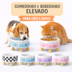Comedouro Bebedouro Elevado Tigela 350gr 450ml Para Cachorro E Gatos Peq E Médio Porte Ice Cream