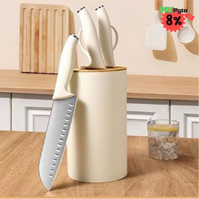Conjunto de faca de cozinha 5PCS Aço Inoxidável Precisão Faca Chef Knife Bread Knife Cleaver Scissor