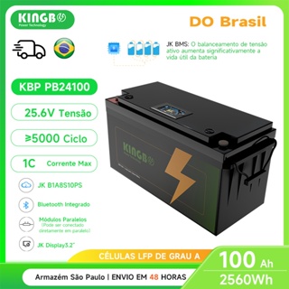 Kingbo Power 24V 100Ah Bateria Lifepo4 25.6V com Bluetooth JK BMS e Display Off-grid solar sistema em Oferta na Shopee