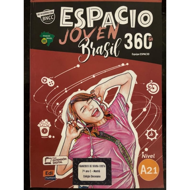espanhol espacio joven Brasil 360 7 ano livro do aluno usado bem conservado com algumas páginas respondida de lápis