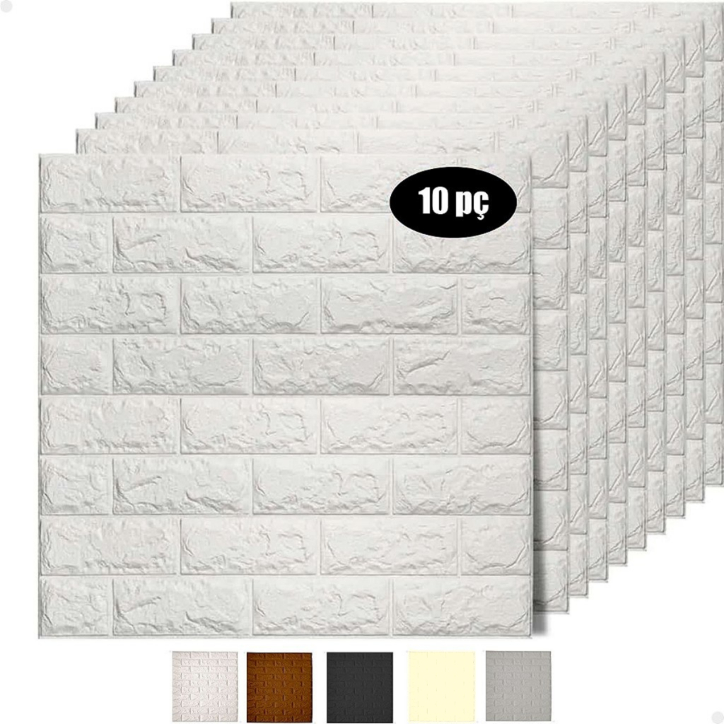 Kit 10 Painel 3D Revestimento de Parede Tijolinho Autocolante Lorben em Oferta na Shopee