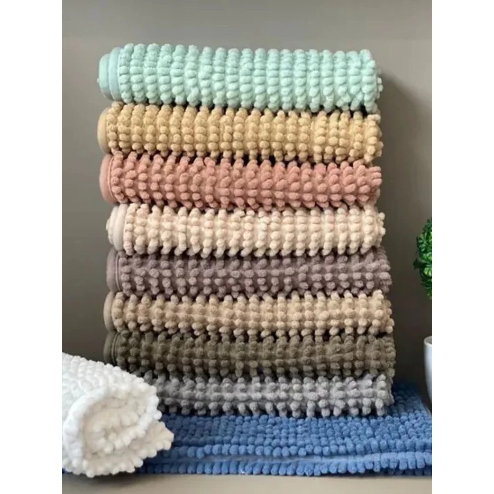 Kit de Tapete Banheiro Bolinha 04 Unidades Antiderrapante Microfibra Toque Suave Super Macio