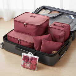 Kit Organizador de Malas + Frascos de Viagem 7 pcs