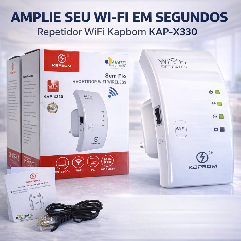 Repetidor WiFi 300Mbps Amplificador de Sinal Wireless Extensor de Internet WiFi Booster Kapbom