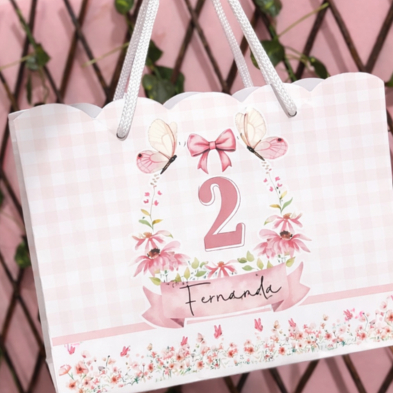 Sacolinha JARDM BORBOLETAS Personalizado Sacolinha Lembrancinha Aniversário JARDIM PEGUE E MONTE