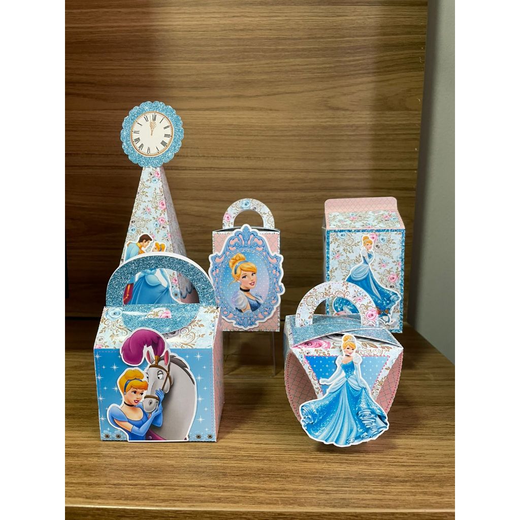Kit Festa Caixinhas Personalizadas 3D Cinderela | Lembrancinhas aniversario / Pegue e Monte