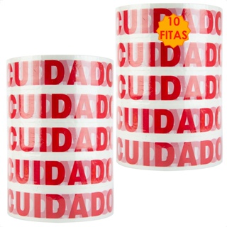 Kit 10 Fitas 500 Metros Cuidado Frágil Larga Caixas Adesiva Durex Embalagens Alta Aderência em Oferta na Shopee