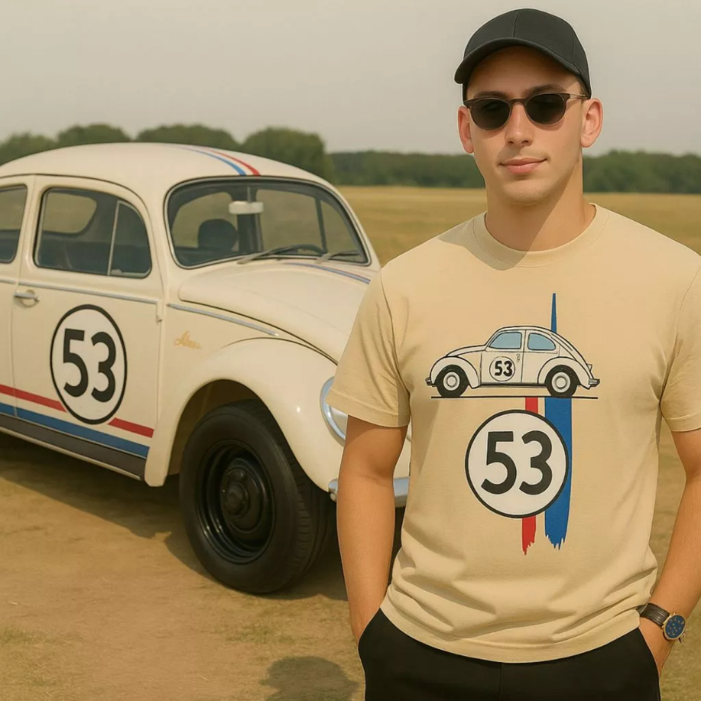 Camiseta Fusca Herbie, camisa vintage Fusca Herbie, camisa 100% algodão unissex, Camiseta Clássica.
