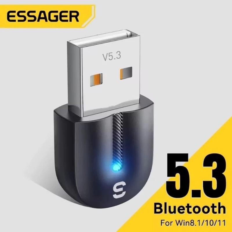 Adaptador Bluetooth Essager USB 5.3 Computador Fone de Ouvido Teclado Mouse Notebook