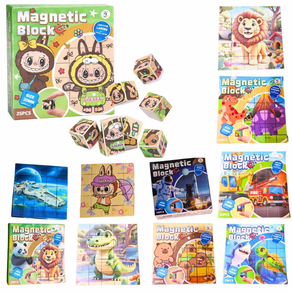 Kit 3 Quebra Cabeça Magnético Autismo Brinquedo Educativo 2Lados Montagem Blocos