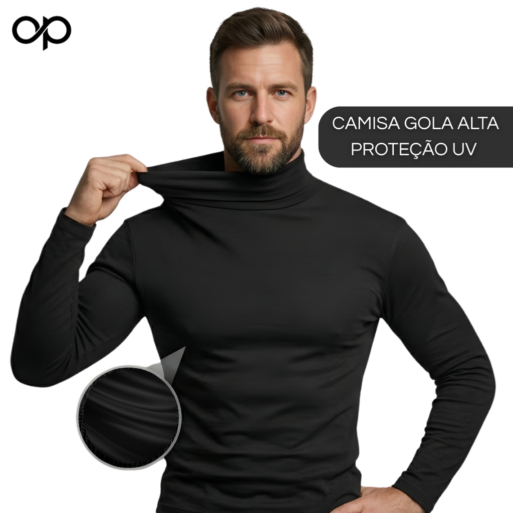 Camisa Térmica UV Gola Alta - Segunda Pele Leve, Respirável e com Proteção Solar UPF50+