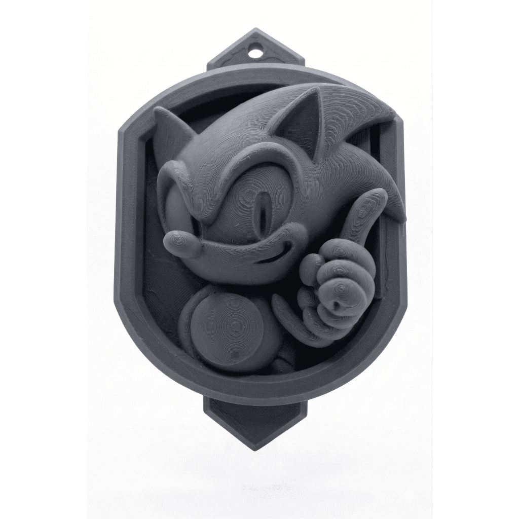 Busto Sonic Placa Decorativo Arte 3D Decoração Geek Gamer