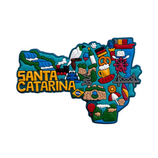 Imã de Geladeira Emborrachado Santa Catarina SC Mapa - Lembrança Floripa Beto Carrero Camboriú