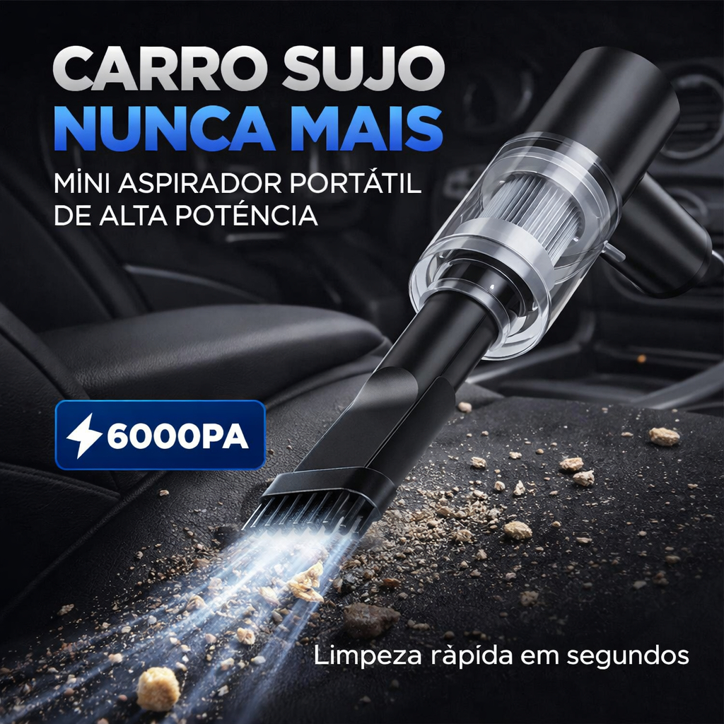 Mini Aspirador Automotivo Portátil Recarregável Sem Fio Aspirador de Pó Carro Potente Compacto