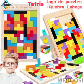 MEDOOSI Quebra-Cabeça 3D 3 em 1 Tetris De Madeira Brinquedos E Tangram /Jogo Infantil Mag…