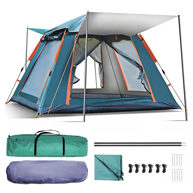 Tenda de camping automática de grande capacidade, 240*240cm, proteção solar UPF 50+, impermeável, acomoda de 5-8 pessoas em Oferta na Shopee