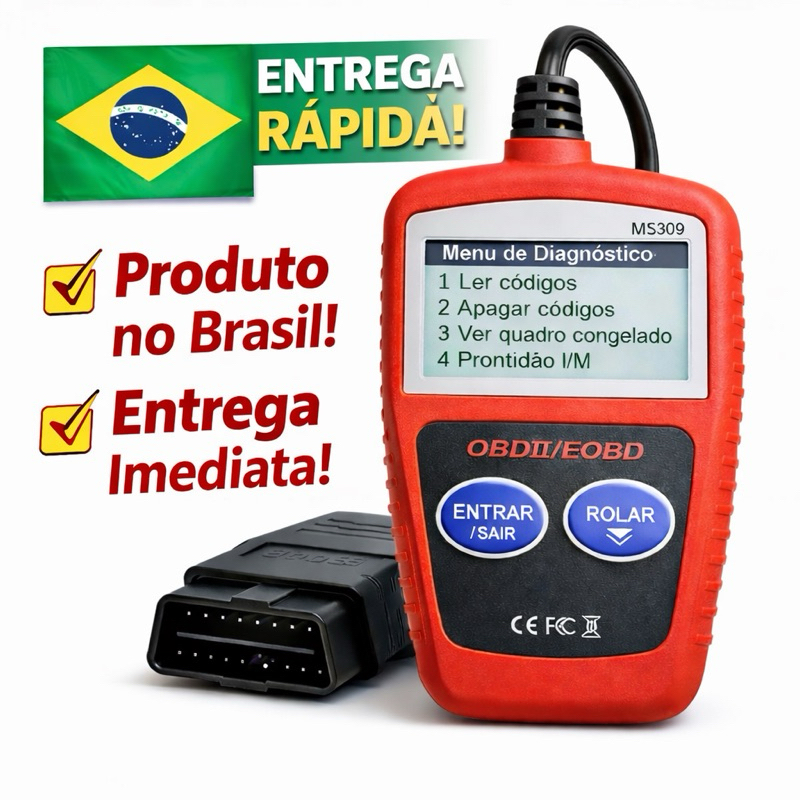 Scanner OBD2 MS309 Diagnóstico Automotivo Leitor de Falhas Carro Apaga Luz De Injeção  Idioma em Português