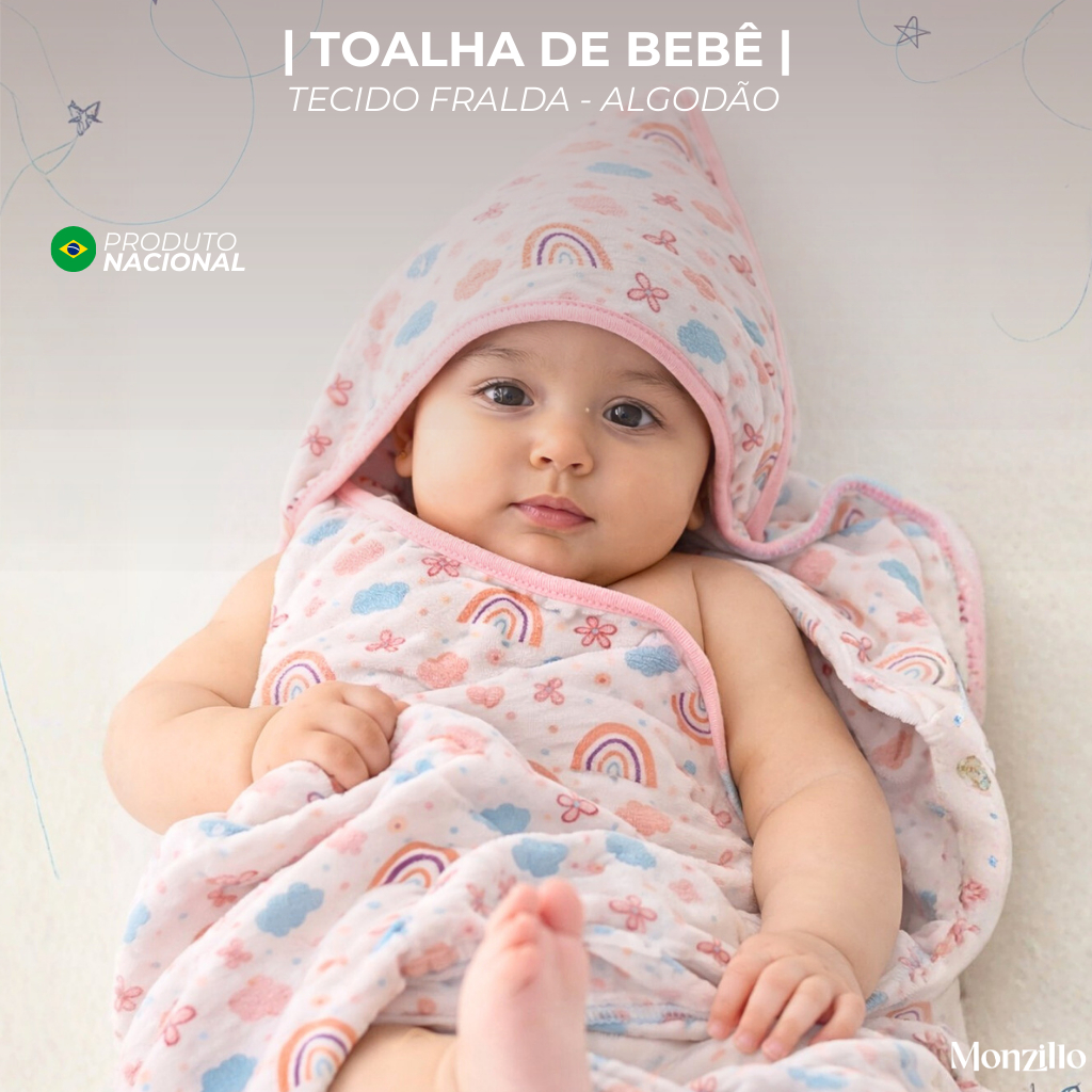 Toalha de banho para bebê tecido fralda 100% algodão macia estampada