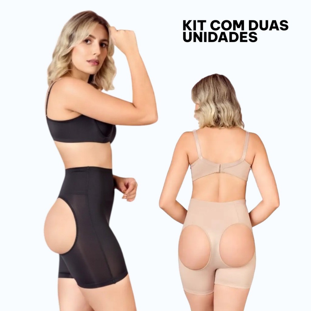 Kit 2 Calcinha Short com Abertura Levanta Bumbum Empina Bumbum Conforto e Uso Discreto