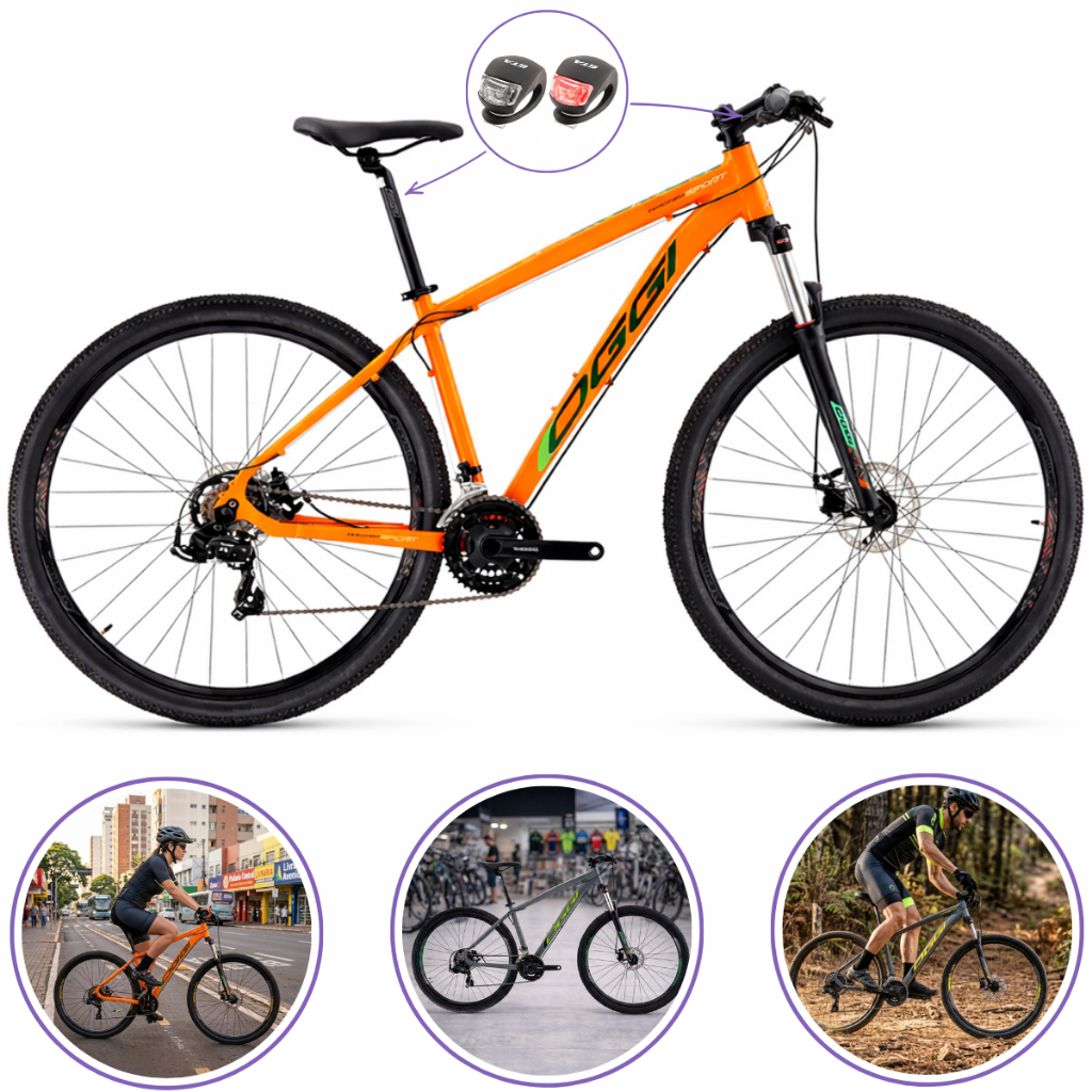 Bicicleta Oggi Hacker Sport 2024 Aro 29 21 Velocidades Tam 17 Cores Diversas + Sinalizador Noturno