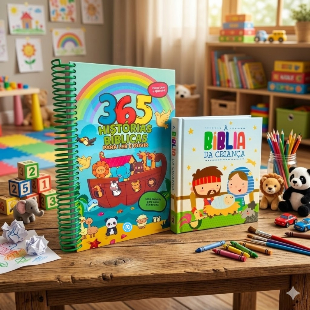 Kit C/2 Livros / 365 Histórias Bíblicas + A Bíblia da Criança 