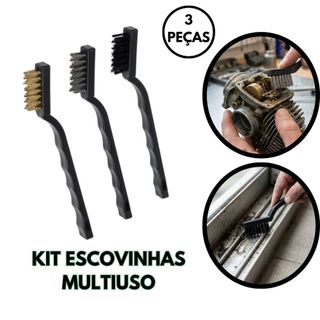 Kit Escovas de Aço Multiuso Aço Latão e Nylon Para Limpeza de Ferramentas Peças e Doméstica Uso Profissional
