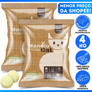 Areia De Gato Mandiocat Biodegradável Mandioca Grão finos 2 ou 4 Kg Para Gatos - OFERTA em Oferta na Shopee
