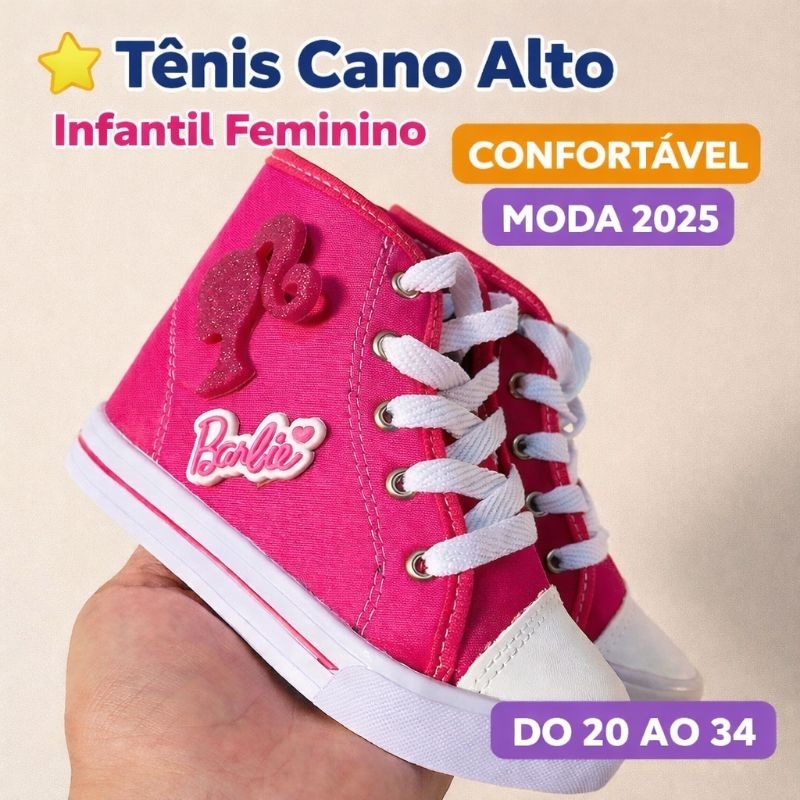Tênis Infantil Feminino Cano Alto Casual Menina Moda Confortável em Oferta na Shopee