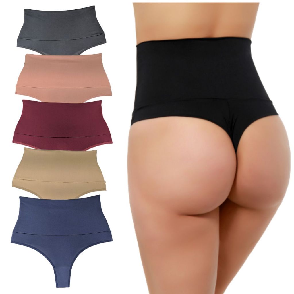 KIT 3 Calcinhas Segura Barriga Fio Duplo Cós alto Duplo Pós Parto em Oferta na Shopee