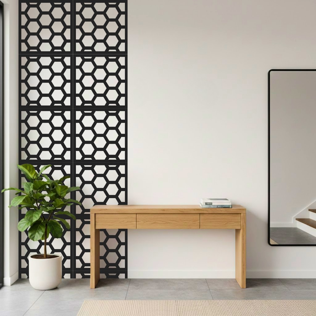 Painel Decorativo Vazado em MDF Estilo Cobogó para Parede 20x20cm