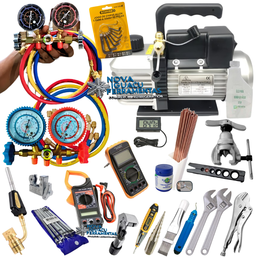 Kit Básico Refrigeração: Bomba De Vácuo, Manifold, Maçarico