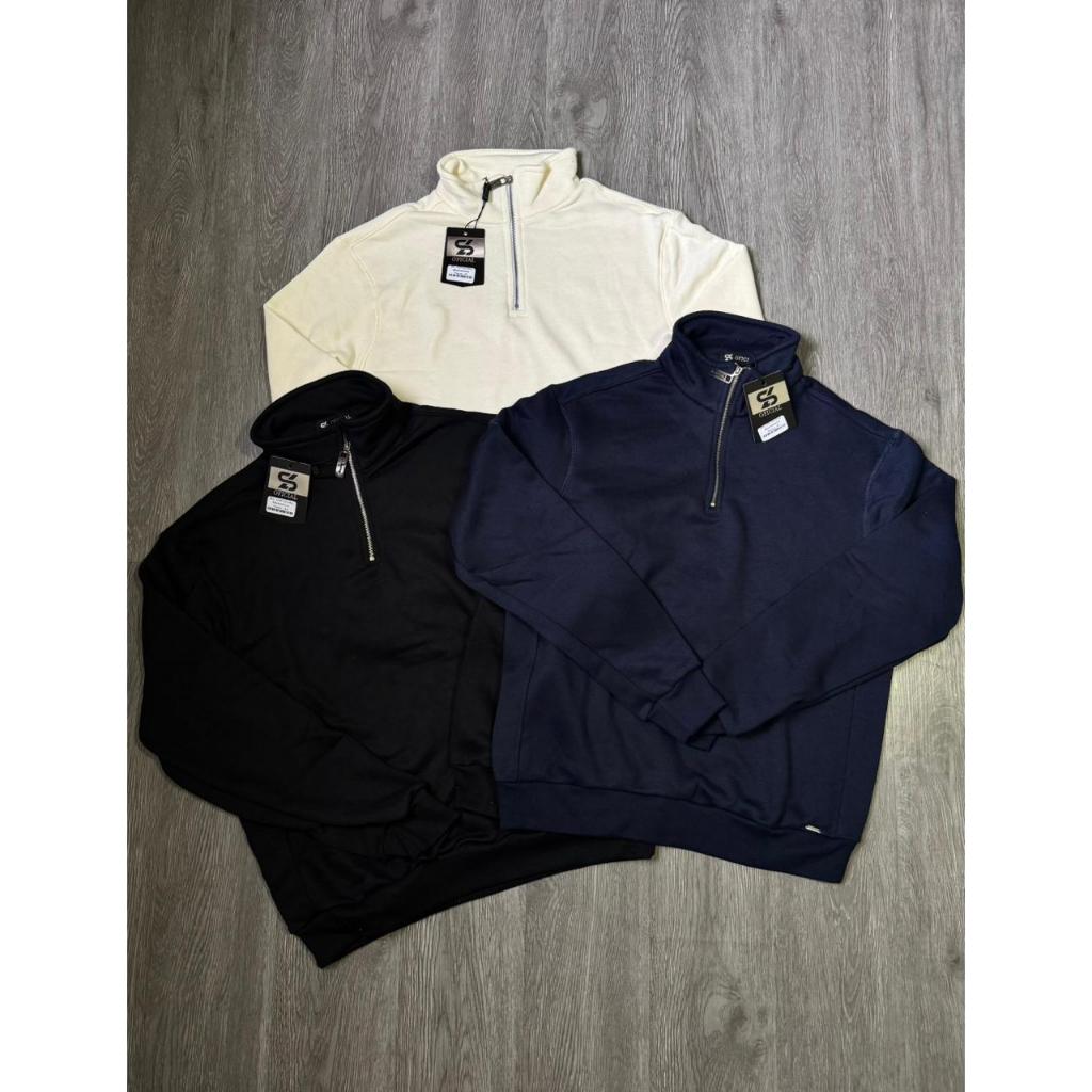Moletom Masculino Meio Zíper Casual Premium  Gola Alta Estilo Minimalista