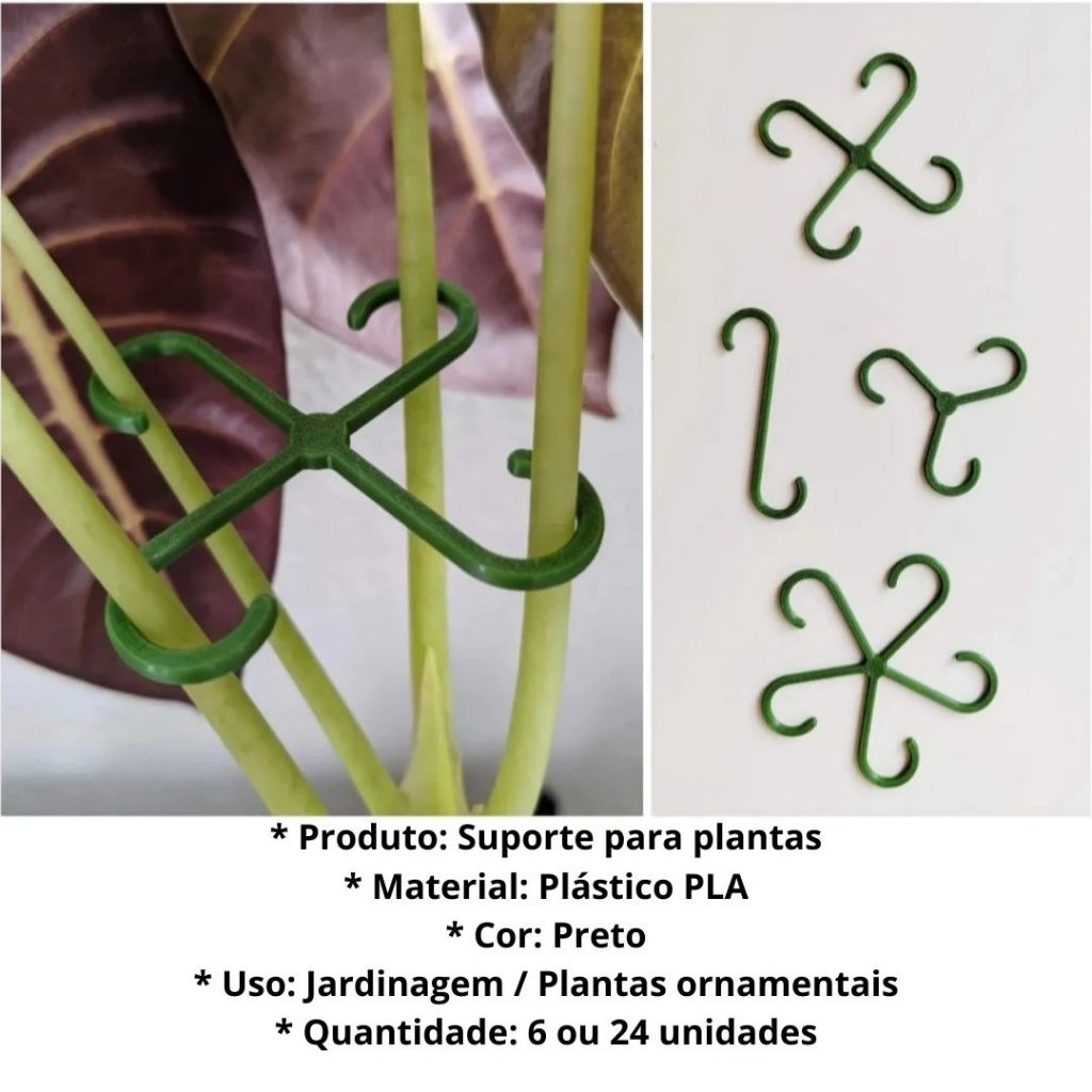 Suporte para Plantas Fixador de Hastes | Clip para Plantas | Acessório Jardinagem | Kit 6 ou 24 Unidades em Oferta na Shopee