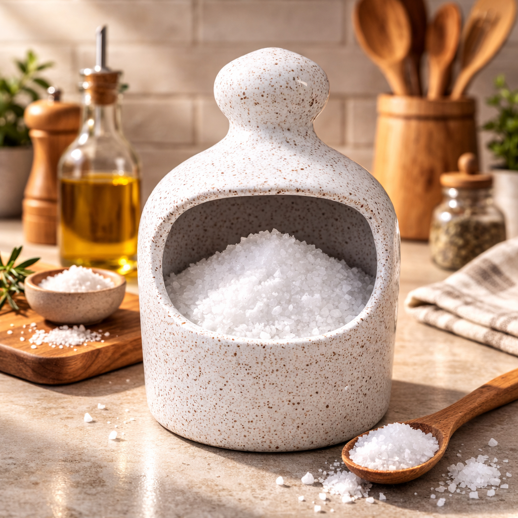 SALEIRO PORTA ALHO DE MESA BANCADA GOURMET EM CERÂMICA ARTESANAL FEITO À MÃO / LOUÇA/ DECORAÇÃO/ SAL