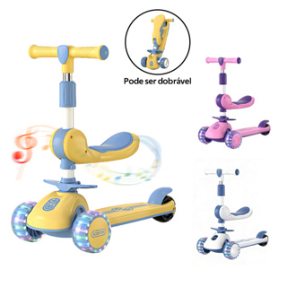 Patinete Infantil com LED Som Musical Dobrável com Guidão Ajustável Até 60kg Para Meninos -B03 em Oferta na Shopee
