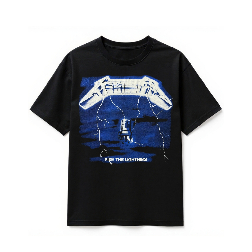 Camiseta Metallica Ride The Lightning Banda De Rock Preta Unissex Adulto Infantil Plus Size 100% Algodão