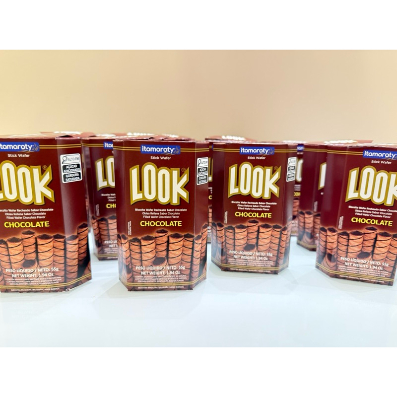 Look Biscoito wafer recheado sabor chocolate 55g kit C/3un