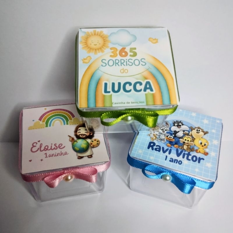 Caixinha Acrílica 5x5 personalizadas para lembrancinhas de aniversário infantil /Maternidade / chá de bebê/ Batizado