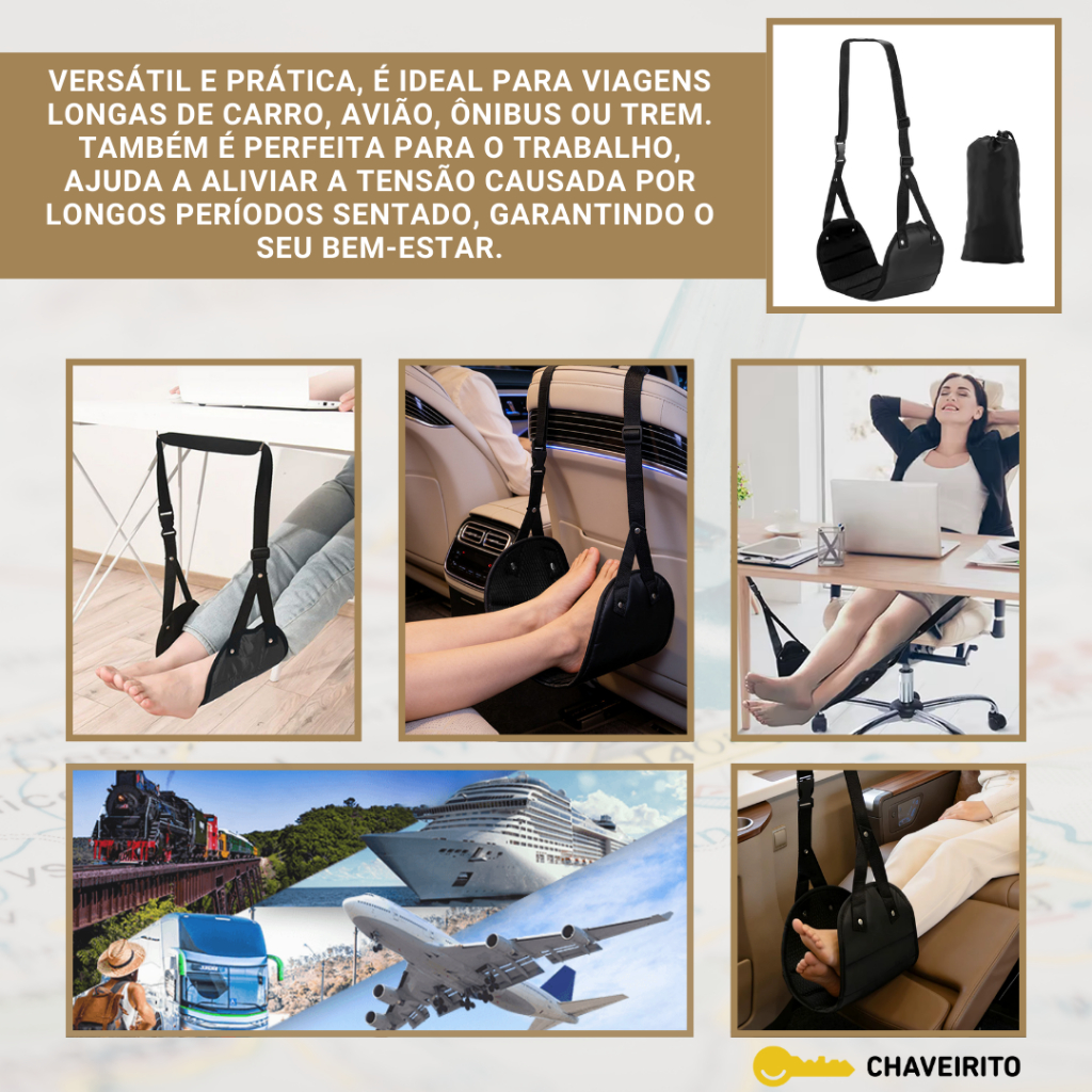 Apoio de Pé Portátil para Viagem | Descanso para Pernas | Conforto em Avião, Carro e Escritório — imagem 2 de 2