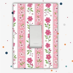 Adesivo de Interruptor de Tomada Luz Estampa Floral Rosa