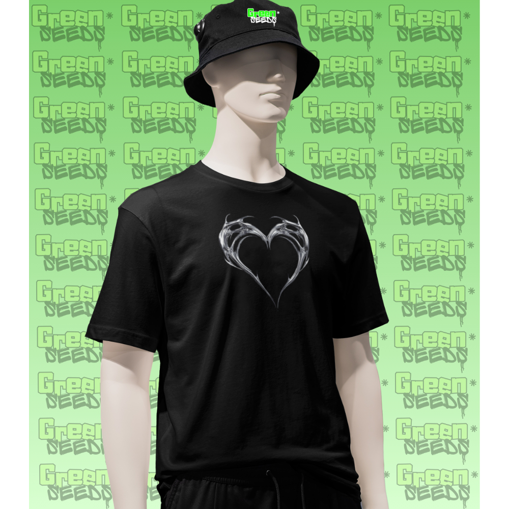 Camiseta Coração Gótico Estilo Y2K Vintage Hip Hop Streetwear Camisa 100% Algodão Básica Unissex Heart Grunge