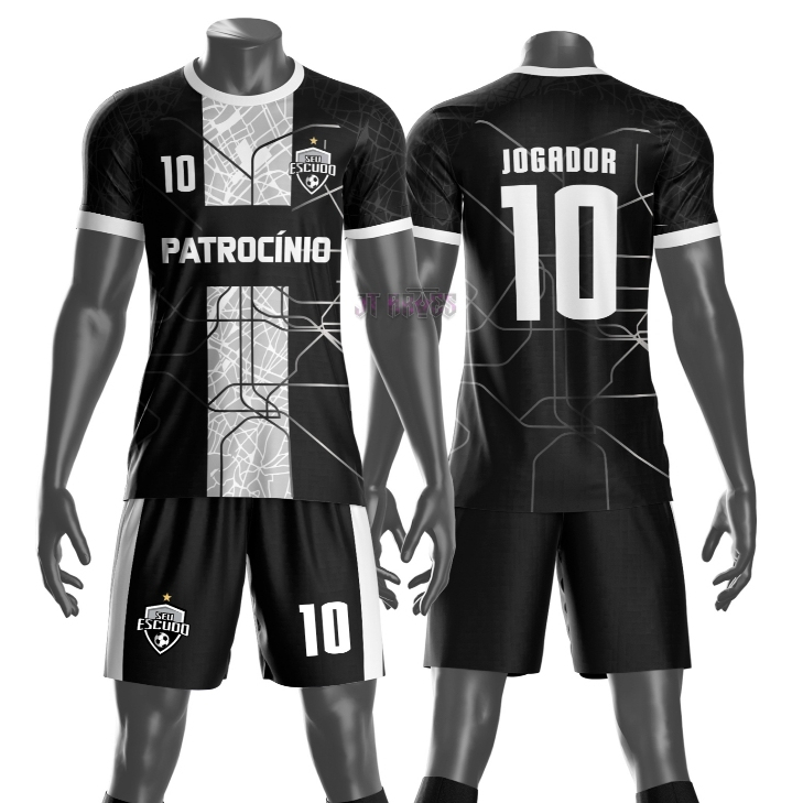 Uniforme personalizado jogador futebol amador esportivo camiseta e calção nome número escudo mod 96