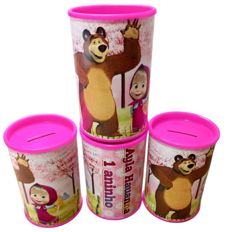 Cofrinho 6x10 cm Masha e o Urso Personalizado, Lembrancinhas, Aniversário